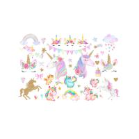 Pegatina de Pared de Unicornio Arcoiris Pegatina de Pared de Dibujos Animados de Vinilo Desmontable para Habitación de Niña, Sala de Estar, Criatorio Decoración de Fiesta de Cumpleaños Colorida - details 0