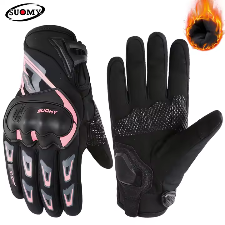 Suomy-guantes de moto transpirables para hombre y mujer, manoplas de dedo completo para moto, ATV, MTB, Protección deportiva, color rosa, Invierno - 1