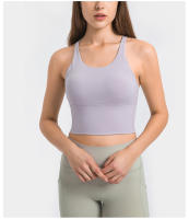 SHINBENE Sexy Strappy Wireless Sports Bra Crop Tops Women Padded Push Up Longline Gym Yoga Bras Cotton Feel Workout Brassiere - details 8