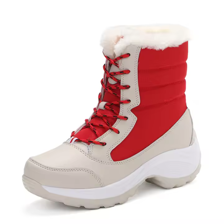 Botas de nieve de felpa para mujer, zapatos de senderismo al aire libre, botines altos a la moda, zapatos de fondo grueso para caminar, invierno - 1
