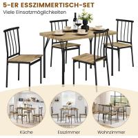 Juego de Mesa de Comedor de 4 Sillas Rectangular para 4 Personas Ideal para Comedor, Sala de Estar, Terraza Color Marrón - details 7