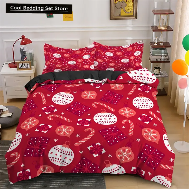 Juego de Ropa de Cama Navideña Cubierta de Alfombra de Santa Claus y Copo de Nieve - 1