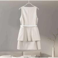 Mini vestido informal para mujer, cinturón ajustado, primavera verano, cuello redondo, Top sin mangas, falda por encima de la rodilla, conjuntos de mujer Vintage falso de dos piezas - details 3