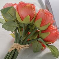 Ramo de rosas artificiales elegante y creativo, flores de rosas de seda hechas a mano de tacto Real, plantas falsas de plástico, decoración para el hogar y la Oficina - details 7
