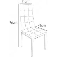 6 Sillas Zuni, Color Gris, Sillas Estilo Moderno, Respaldo y Asiento Tapizado Capitoné, Patas metálicas - details 2