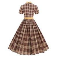 2025 nuevas mujeres Vintage a cuadros Retro Rockabilly cola fiesta de té 1950s 60s Swing vestido Otoño Invierno vestidos de manga corta - details 14