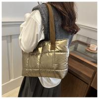 Moda señoras Tote bolsos de gran capacidad de algodón acolchado bolsa de compras rombo bolso portátil acolchado sólido para viajes de ocio - details 30