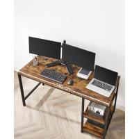 Escritorio con 2 Estantes a la Izquierda o a la Derecha, Mesa de Trabajo, para Salón Oficina, Estructura de Acero, Industrial, Marrón Rústico y Negro Tinta LWD55X - details 8