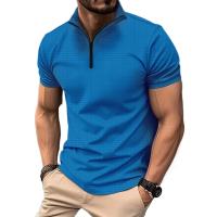Camisa POLO de verano para hombre, camiseta de manga corta con cuello y cremallera, camiseta deportiva informal de Color sólido con cuello levantado, camiseta de tendencia - details 0