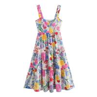 BUNO-Vestido de verano sin mangas para mujer, traje elegante con estampado dulce, tirantes, espalda descubierta, patchwork, playa y vacaciones - details 1