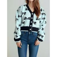 Novedad de moda, manga suelta, cuello en V, tejido con lazo - details 4