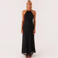 51618 Vestido largo de mujer sin espalda de tela plisada con personalidad nueva y transpirable con lazo de hoja de loto - details 16