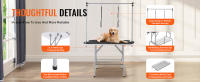 SucceBuy Mesa de aseo para mascotas con dos brazos y abrazadera, 117 cm, plegable para perros medianos y pequeños, 2 soportes sin asiento, rodamiento de 149,7 kg - details 2