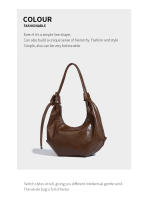 Bolso retro marrón tipo bola de masa, bolso de axila plisado premium para viajeros, nueva bolsa de sillín de moda. - details 7