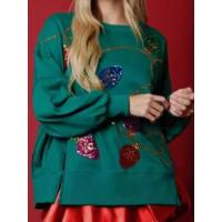Sudadera de manga redonda con lentejuelas estilo coreano de moda 2025 para mujer - details 10