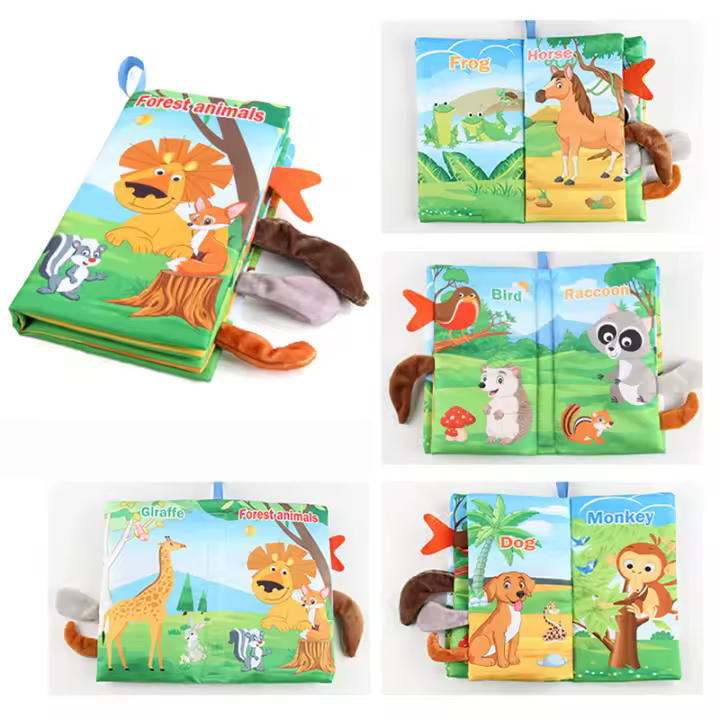 Libro de Pañales para Bebés Nuevo Juguetes Educativos de Dibujos Animados con Colas de Animales para Niños de 12 a 72 Meses Entrenamiento Visual y Auditivo Reconocimiento de Colores Material de Tela - 1