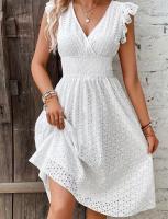 Vestido elegante de verano multicolor con mangas de hoja de loto - details 3