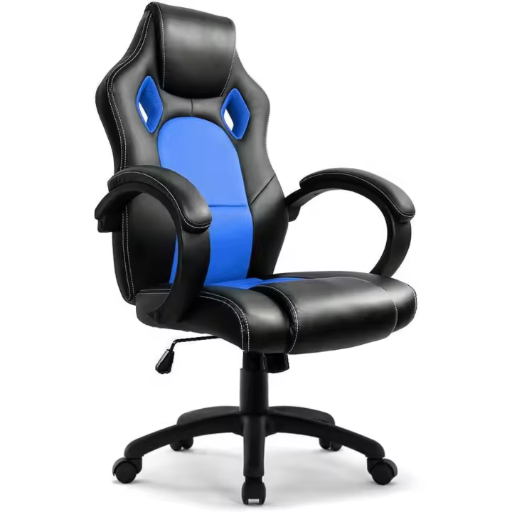 Silla Gaming Ergonómica Regulable Altura, Diseño de Escritorio, Material de Cuero, Para Hogar y Oficina - 1