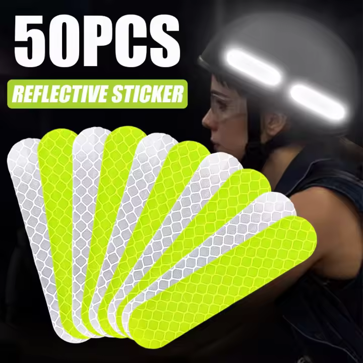 Tira de pegatinas reflectantes de colores para casco de motocicleta, marca de seguridad de advertencia, forma de llanta, tira reflectora de seguridad, accesorios - 1