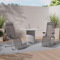 Conjunto Sillas Jardín Exterior de Aluminio, Respaldo Regulable y Reposacabezas, Conjunto Sillas Terraza Resistentes a Intemperie, Transpirable, Patas Reforzadas - 2 Tumbonas Gris - details 1