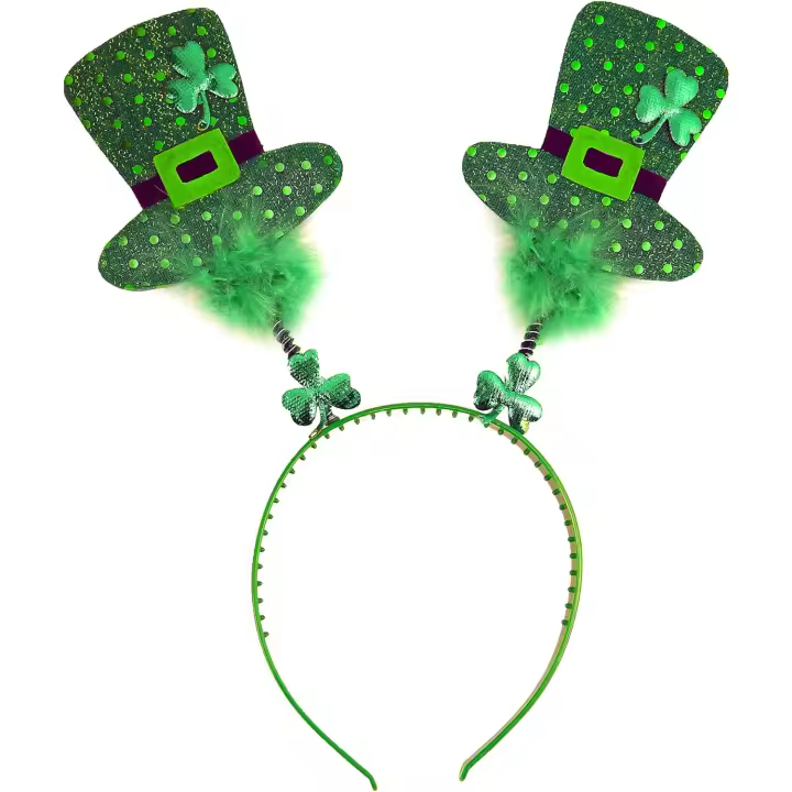 Accesorio de Cabello de Leprechaun con Peluches Verdes Sombrero de Cabeza con Toca de Trébol para San Patricio - 1