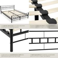 Cama de Boda de Acero Robusto Estructura de Acero con Somier de Láminas de Madera - details 27