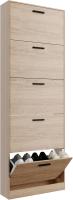 Mueble zapatero de 12 pares - Estantería de gran capacidad para vestíbulo o pasillo - (ancho) 60 x (profundidad) 24 x (alto) 80 cm - Madera clara blanca - details 45