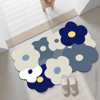 Alfombra absorbente para baño, barro de diatomeas suave, flores frescas, alfombra de puerta de entrada irregular, alfombra antideslizante para puerta de baño - details 1