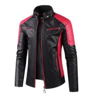 Chaqueta de Moto de Cuero PU Delgada Cuello Alto, Bloqueado de Colores, Primavera Otoño, Moda Para Hombres - details 6
