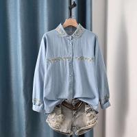 Blusas Bordadas de Flor Moda Coreana para Mujeres Primavera Camisa de Jeans de Diseñador - details 17