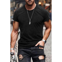 Camiseta casual deportiva con cuello redondo para hombre, algodón desgastado - details 2