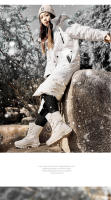 Botas de nieve impermeables para mujer, botines de piel cálida, con plataforma, color negro, a la moda, Invierno - details 16