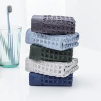 Toalla de algodón a cuadros para el hogar, paño de lavado Simple, toalla facial Suave, toalla para el cabello, toalla absorbente para la cara - details 2