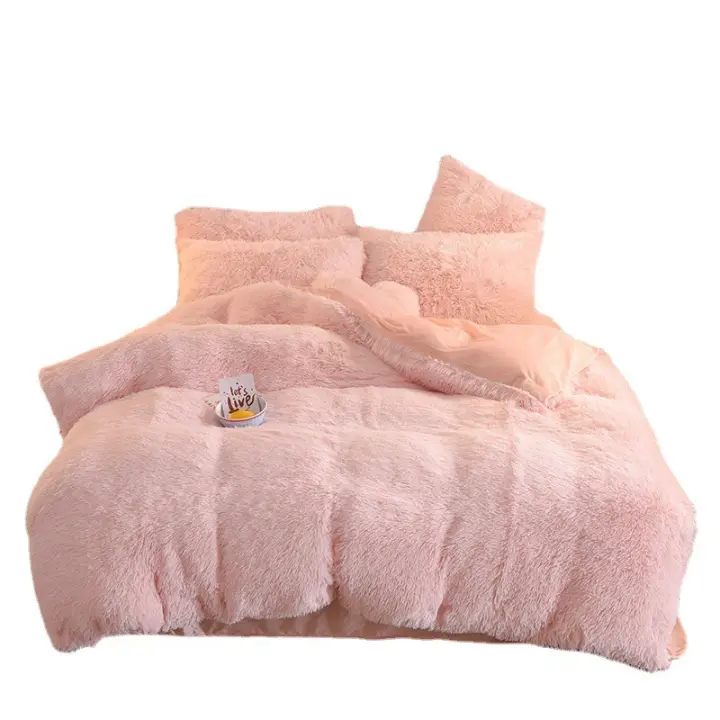 Conjunto de cuatro piezas de terciopelo de visón acolchado de felpa, conjunto de tres piezas de terciopelo de cristal - 1