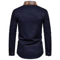 Camisa de Hombre con Diseño a Cuadros y Contraste Camisa Casual de Manga Larga para Trabajo y Negocios Camisa Formal para Boda y Uso Diario Material Exterior de Poliéster - details 3