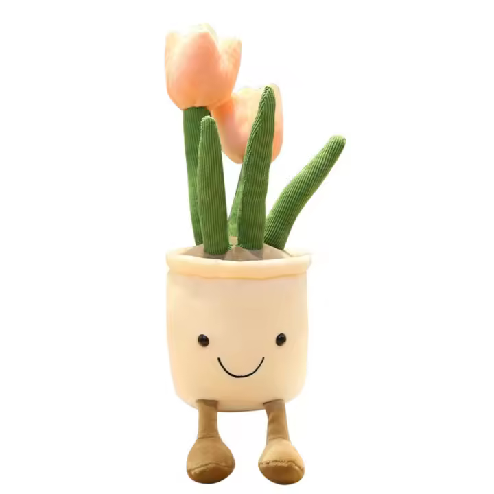 Decoración para el hogar, simulación de plantas, tulipanes, suculenta, muñeco, peluche, flores, maceta, adornos, muñecas de tela - 1