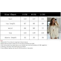 Blusa de encaje agárico blanco dulce para mujer, traje corto a la moda, manga larga, cuello en V, suelto, 2 piezas, ropa de viaje elegante para primavera 2025 - details 0