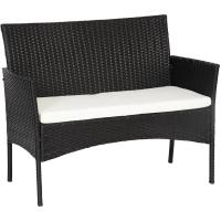 Muebles de jardín de Resina Trenzada Negra - 4 Asientos: 1 sofá, 2 sillones, 1 Mesa de Centro - Cojines Beige con - details 7