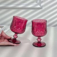 2 uds 190ml cristalería cola Vintage Rosa rojo relieve copa de champán alta transparente beber copa de vino - details 1