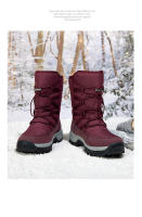 Botas de nieve impermeables para mujer, botines de piel cálida, con plataforma, color negro, a la moda, Invierno - details 24