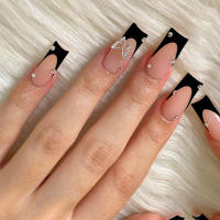 Uñas de Bailarina Francesa en 3D de Mariposa Cubierta Completa de Punta de Acrílico, 24 Piezas, Diseño Corto de Caja de Coffin - details 3