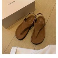 Sandalias de mujer de estilo romano con nicho de fondo plano de vacaciones con punta retro en espiga de temperamento minimalista - details 3