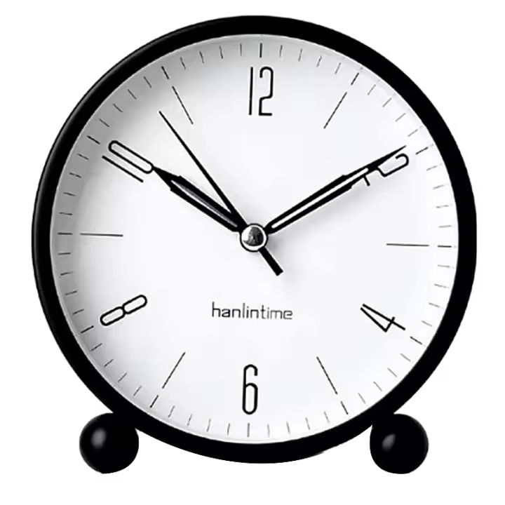 Hanlintime Reloj despertador analógico, reloj de escritorio pequeño de fácil configuración, sin tictac, con luz nocturna, alarma súper silenciosa alimentada por batería - 1