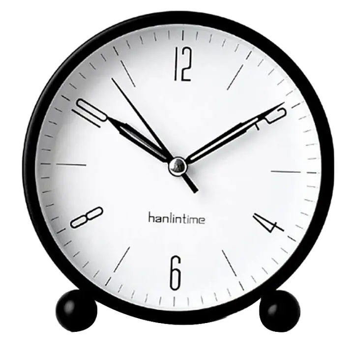 Hanlintime Reloj despertador analógico, reloj de escritorio pequeño de fácil configuración, sin tictac, con luz nocturna, alarma súper silenciosa alimentada por batería - 1