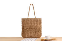 Bolso de mano de ocio étnico francés, hombro tejido Vertical, Cuadrado de hierba de verano - details 13