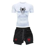 Conjunto de Compresión para Entrenamiento para Hombres Y2K Camisetas de Gimnasio con Estampado de Araña Pantalones Cortos de Correr Transpirables Guarda Rash Deportivo - details 4