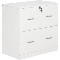 Cajonera de Oficina con 2 Cajones para Carpetas Colgantes con Cerradura y 2 Llaves 74x42x72 cm Blanco - details 0