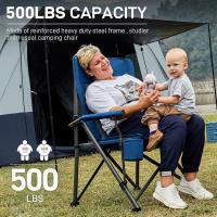 Silla de Camping Plegable 230KG Cargable Silla Plegable 62cm Anchura de Asiento con Bolsillo Lateral y Portavasos Silla Plegable de Gran Tamaño para Camping Exterior Balcón Jardín - details 34