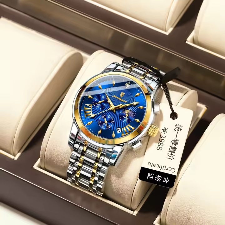 Reloj multifuncional de marca suiza para hombre nuevo reloj de cuarzo de moda a prueba de agua - 1