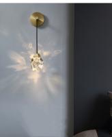 Lámpara LED de pared de cristal de un solo cabezal, sala de estar moderna, pared de fondo de TV, lámpara de mesita de noche, decoración creativa, todo de cobre - details 3
